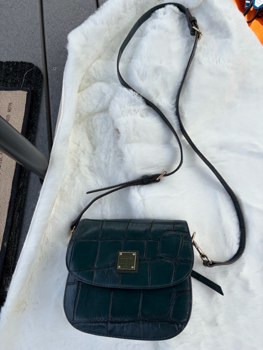 Dooney & Bourke Dark Green Croc-Embossed Crossbody Bag